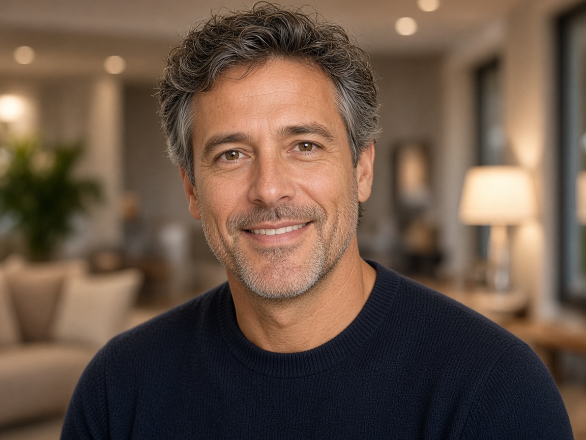 Patient smiling after implant treatment at Newcomb Dental