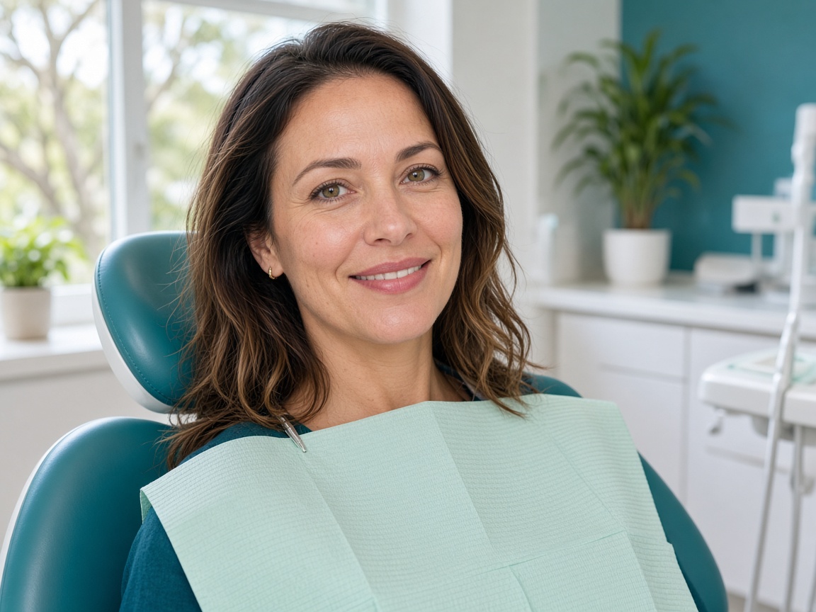 Patient at a preventative dental visit in Newcomb