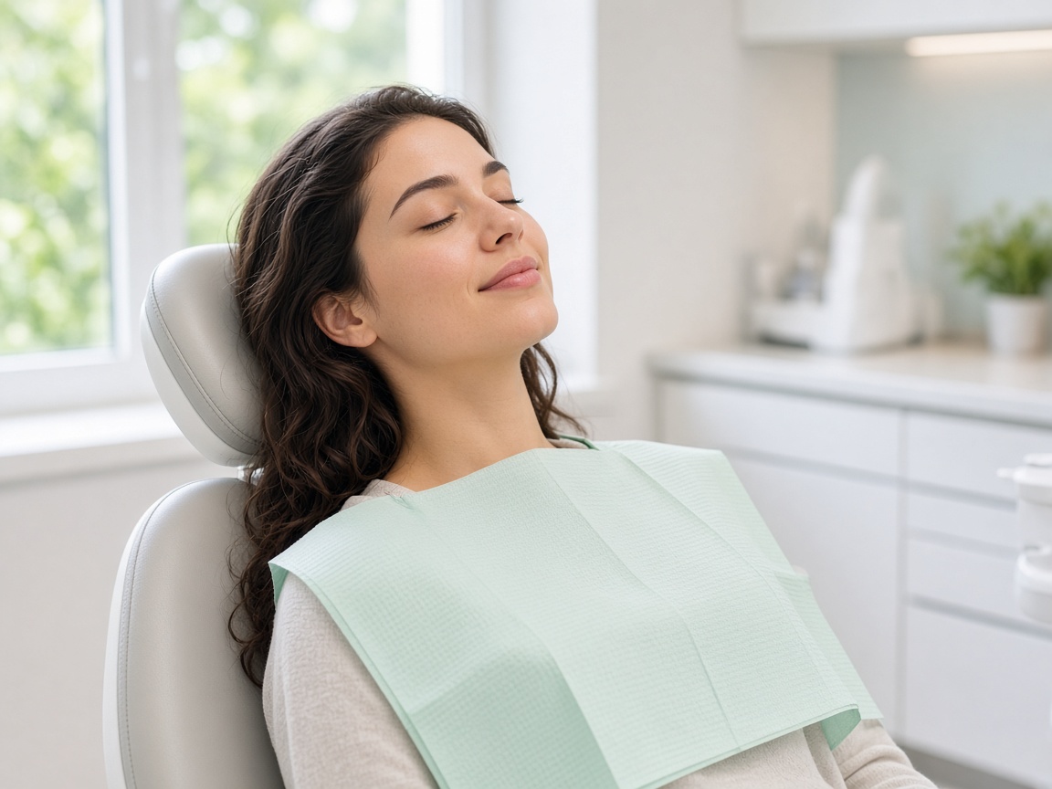 Patient relaxing in the treatment chair at Newcomb Dental