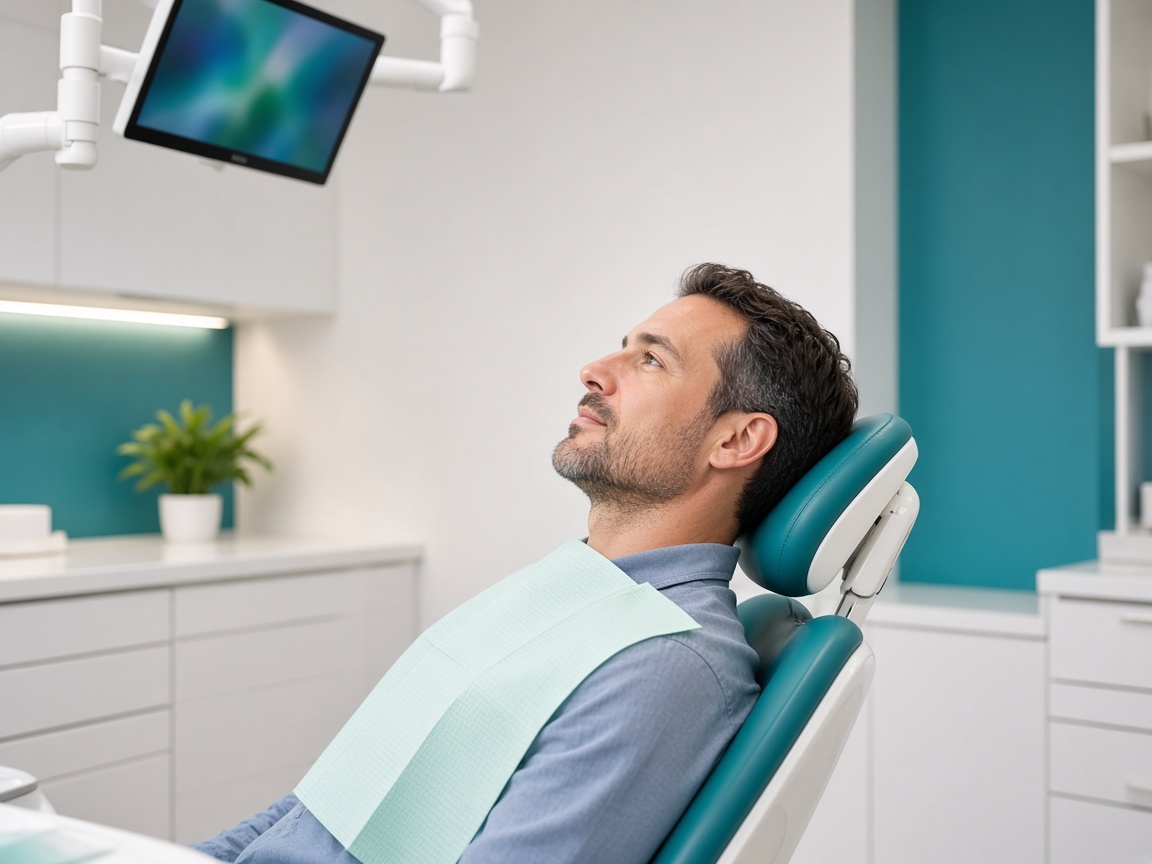 Patient relaxing during dental treatment at Newcomb Dental